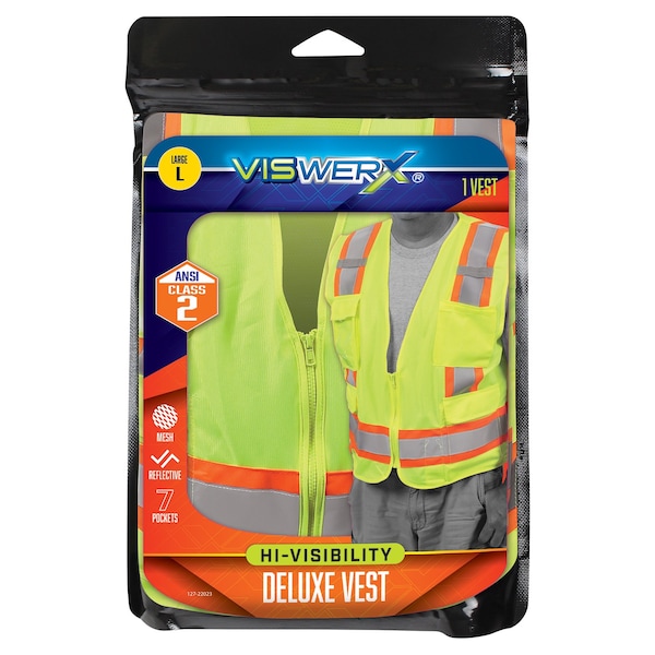 Viswerx Hi-Vis Deluxe Vest - ANSI CL2 LG 127-22023 - main